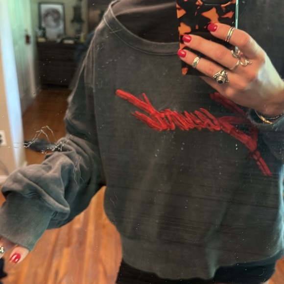 80s style short stonewash All Saints sweater sz M - Picture 7 of 7